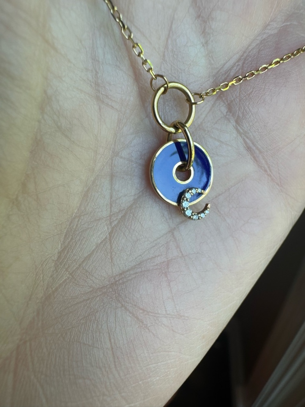 Foundrae Blue Crescent - Karma Disc Necklace - Picture 2 of 13